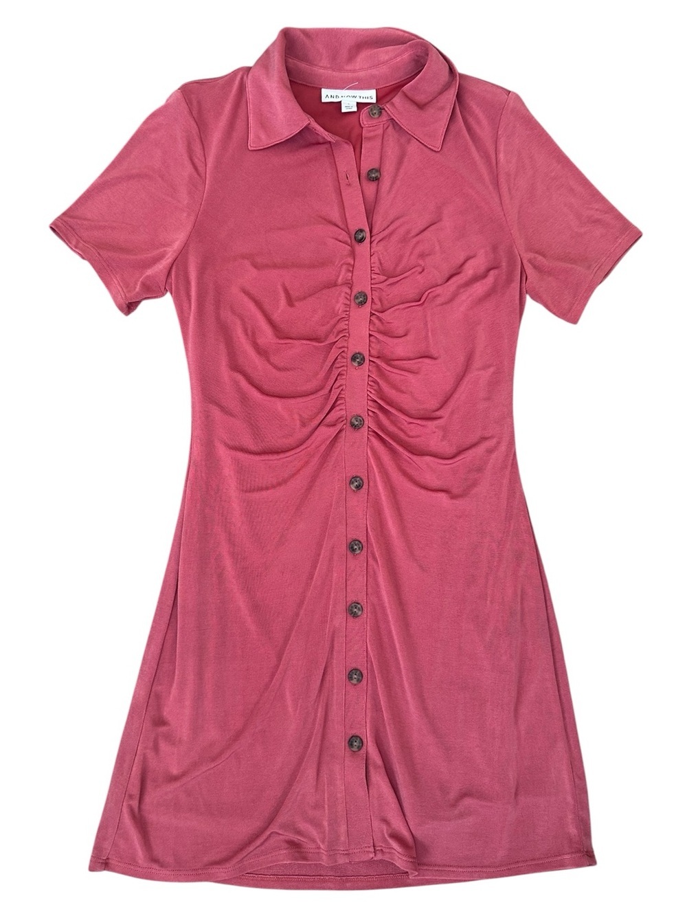 And Now This Ruched Button-Front Dress Pink sz  S
